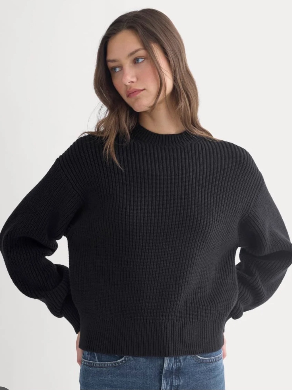 Abercrombie & Fitch Black Ribbed Crew Sweater